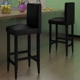 Bar Stools 2 pcs Black Faux Leather - Front View