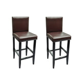 Bar Stools 2 pcs Dark Brown Faux Leather - Front View