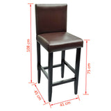 Bar Stools 2 pcs Dark Brown Faux Leather - 45-Degree Angle