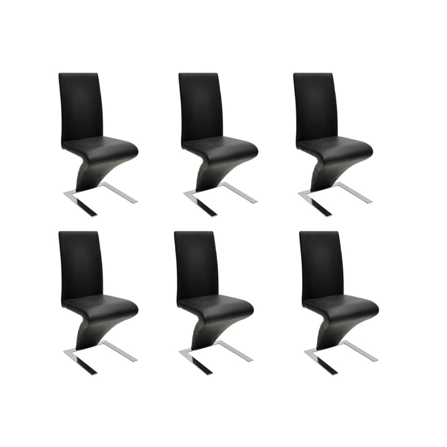 Dining Chairs 6 pcs Black Faux Leather