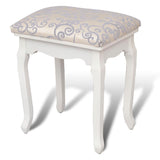 Dressing Stool Warm White Fabric - Front View