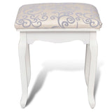 Dressing Stool Warm White Fabric - Side View