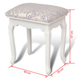 Dressing Stool Warm White Fabric - 45-Degree Angle