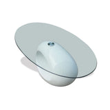 Coffee Table with Oval Glass Top High Gloss White - Front View