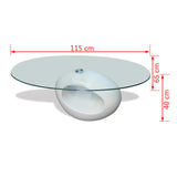 Coffee Table with Oval Glass Top High Gloss White - Rear View