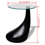 Coffee Table with Round Glass Top High Gloss Black - Low Angle