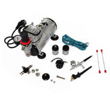 Airbrush Compressor Set with 2 Pistols - Front View