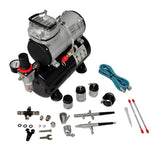 Airbrush Compressor Set with 2 Pistols - Front View