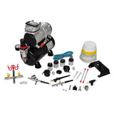 Airbrush compressor set with 3 pistols 310 x 150 x 310 mm - Front View