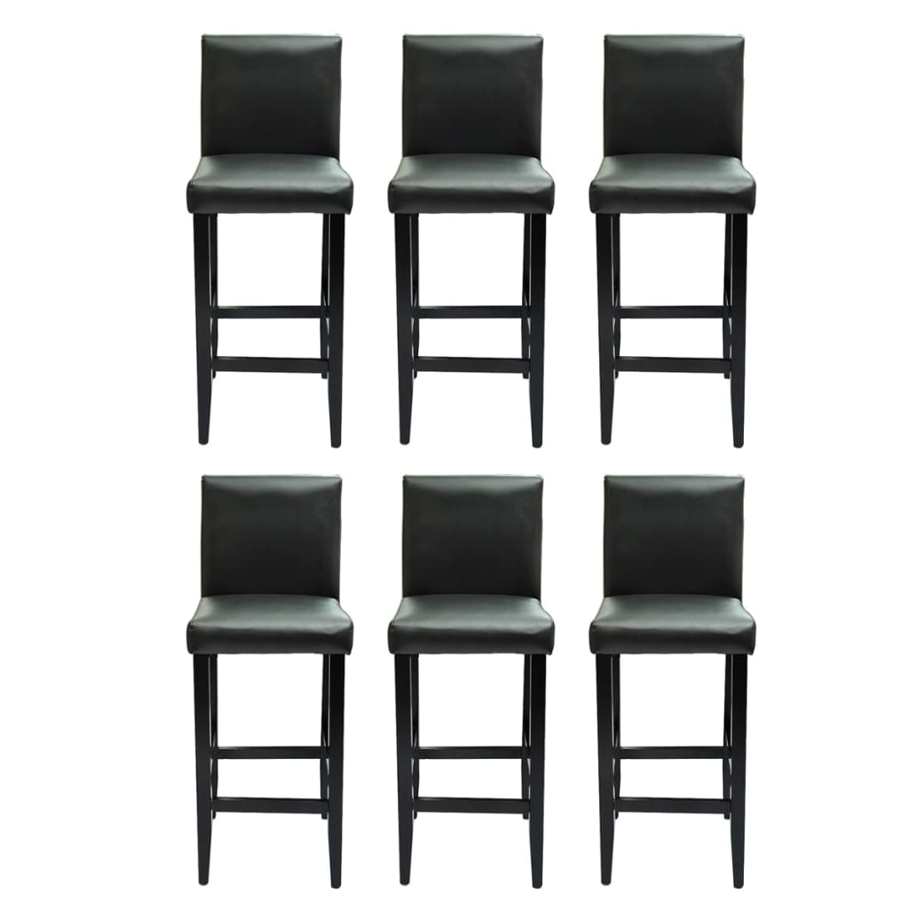 Bar Stools 6 pcs Black Faux Leather