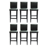 Bar Stools 6 pcs Black Faux Leather - Front View
