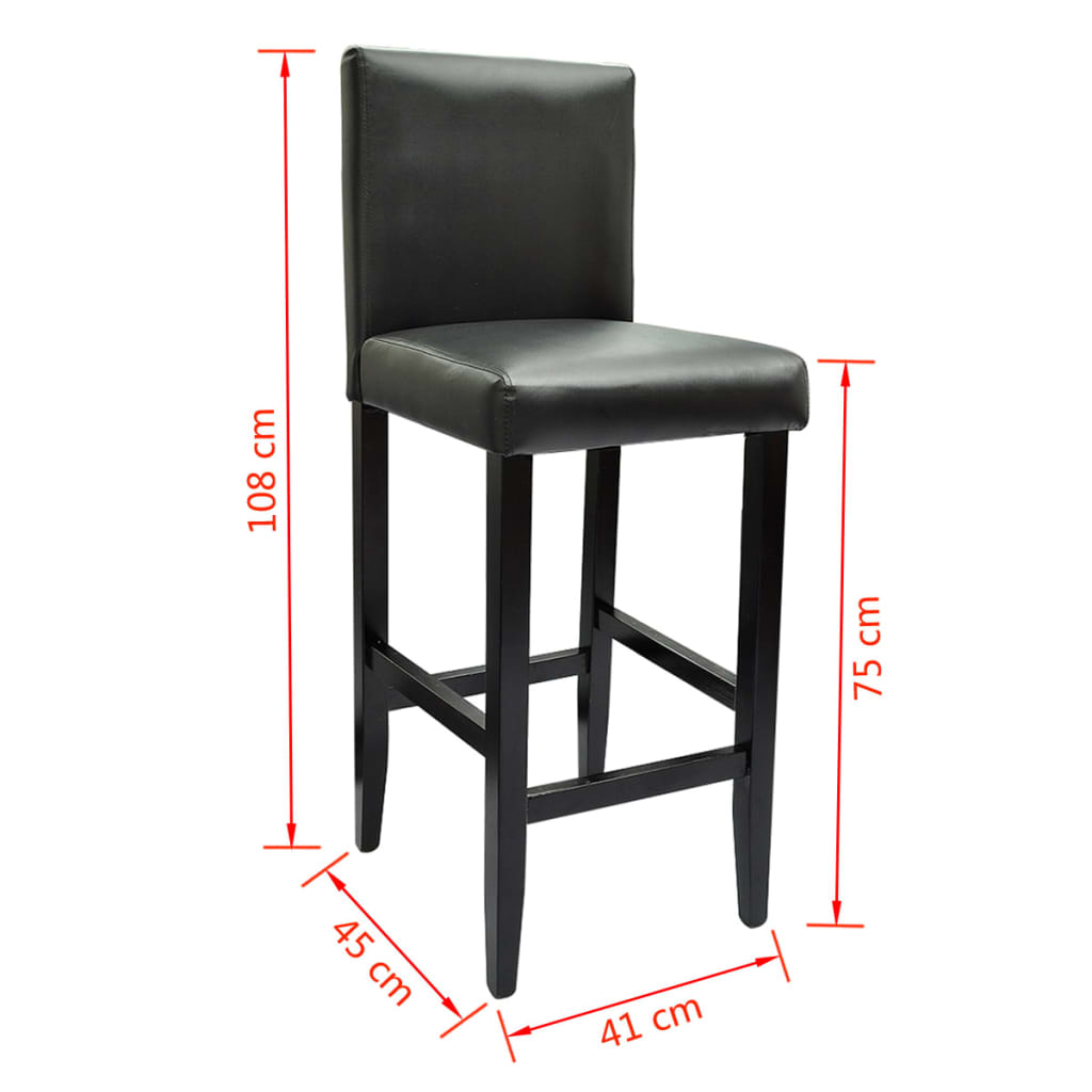 Bar Stools 6 pcs Black Faux Leather