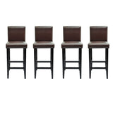 Bar Stools 4 pcs Dark Brown Faux Leather - Front View
