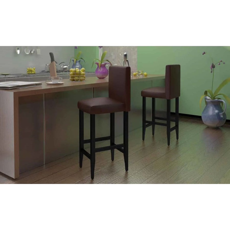 Bar Stools 4 pcs Dark Brown Faux Leather