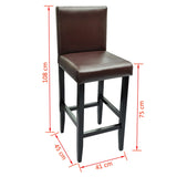 Bar Stools 6 pcs Dark Brown Faux Leather - 45-Degree Angle