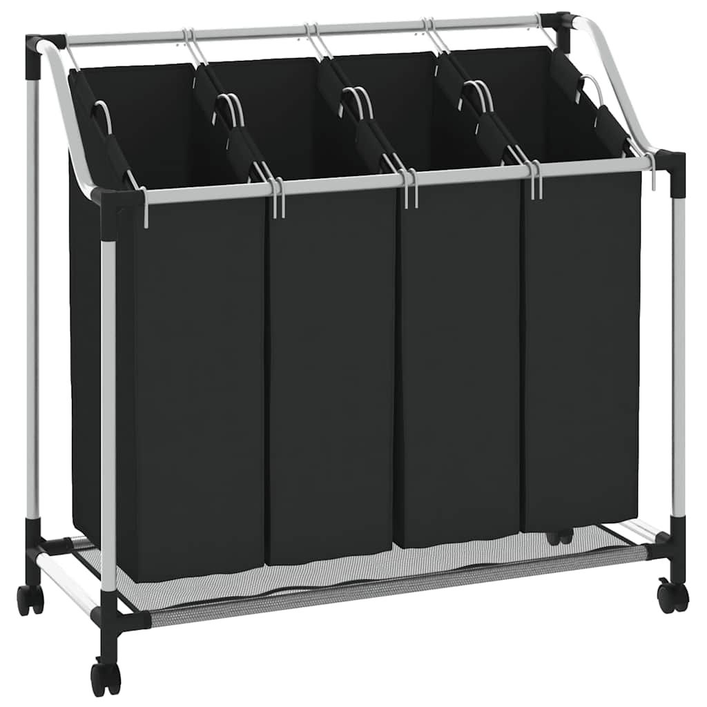 Laundry sorter with 4 bags black grey