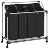 Laundry sorter with 4 bags black grey - Front View