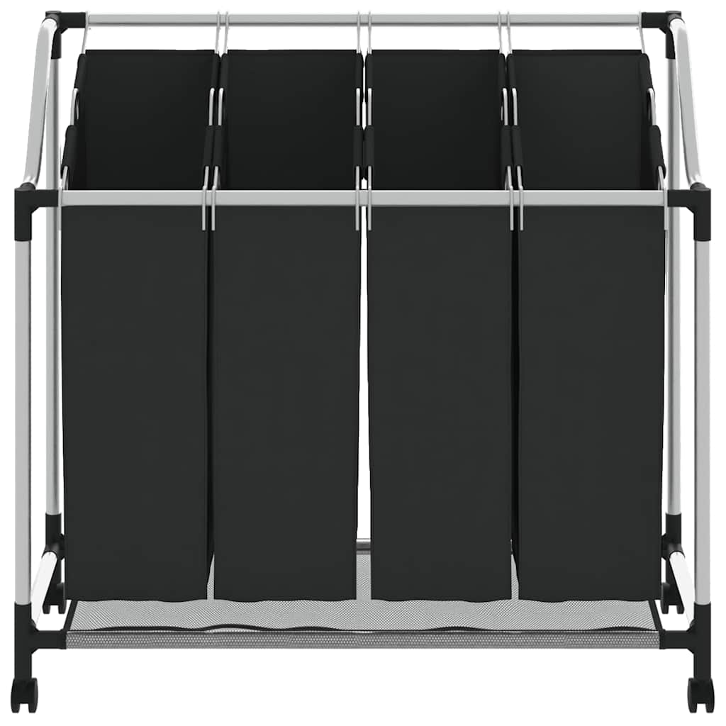 Laundry sorter with 4 bags black grey