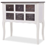 Console Cabinet 6 Drawers Brown and White Wood - Front View