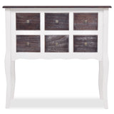 Console Cabinet 6 Drawers Brown and White Wood - Side View