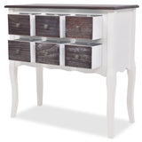 Console Cabinet 6 Drawers Brown and White Wood - Top-Down View