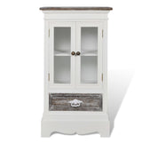 Cabinet 2 Doors 1 Drawer White Wood - Front View