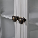 Cabinet 2 Doors 1 Drawer White Wood - Close-Up Angle