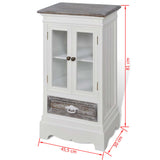 Cabinet 2 Doors 1 Drawer White Wood - Low Angle