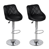 Bar Stools 2 pcs Black Faux Leather - Front View
