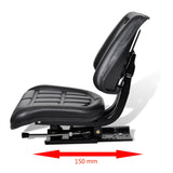 Tractor Seat with Backrest Black - 45-Degree Angle