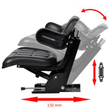 Tractor Seat with Suspension Black - Low Angle