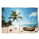 Folding Room Divider Print 217x170cm Beach - Side View
