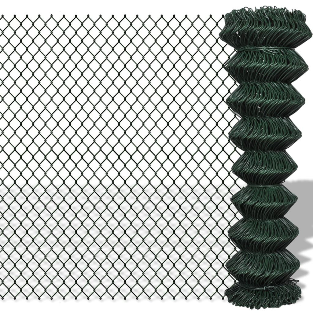 Chain Link Fence Steel 1.5x15 m Green