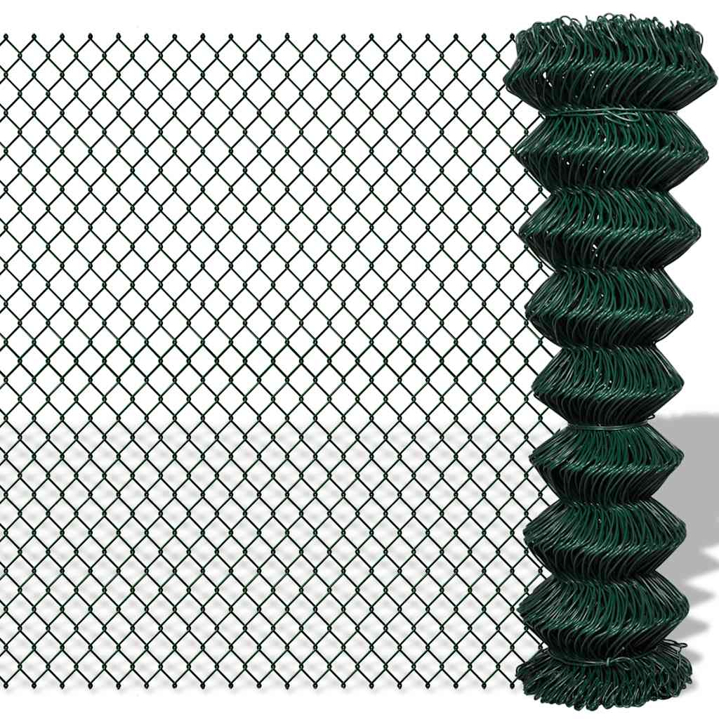 Chain Link Fence Steel 1.5x25 m Green