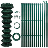 Chain Link Fence with Posts Steel 1x15 m Green - Front View