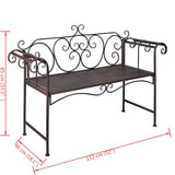 Garden Bench 132 cm Steel Antique Brown - 45-Degree Angle