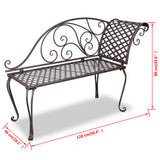 Garden Chaise Lounge 128 cm Steel Antique Brown - 45-Degree Angle