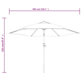 Garden Parasol Sand White 3m Steel Pole - Low Angle