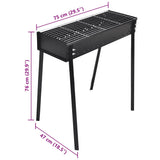 BBQ Stand Charcoal Barbecue Square 75 x 28 cm - 45-Degree Angle