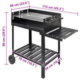 BBQ Stand Charcoal Barbecue 2 Wheels - 45-Degree Angle