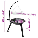 BBQ Stand Charcoal Barbecue Hang Round - 45-Degree Angle