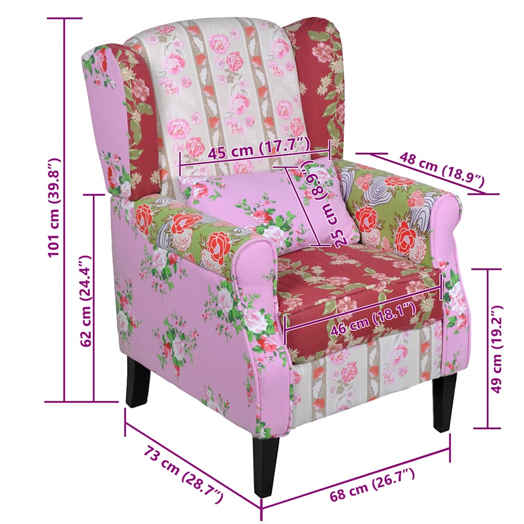 Armchair with Patchwork Design Fabric
