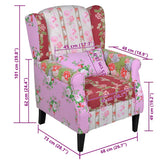 Armchair with Patchwork Design Fabric - Low Angle