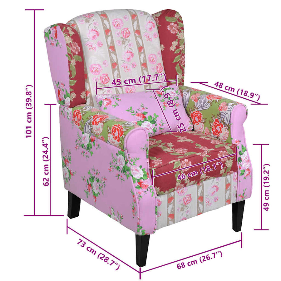Armchair with Patchwork Design Fabric