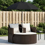 Garden Bed with Parasol Brown Poly Rattan