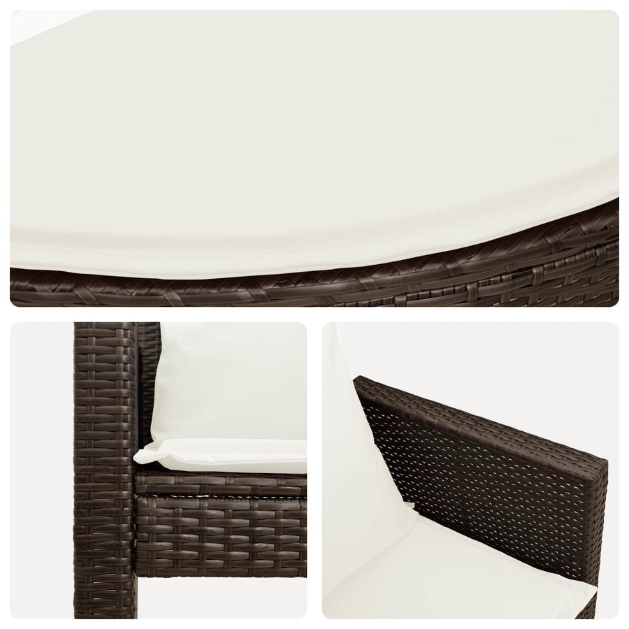 Garden Bed with Parasol Brown Poly Rattan