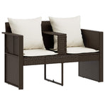 Garden Bed with Parasol Brown Poly Rattan
