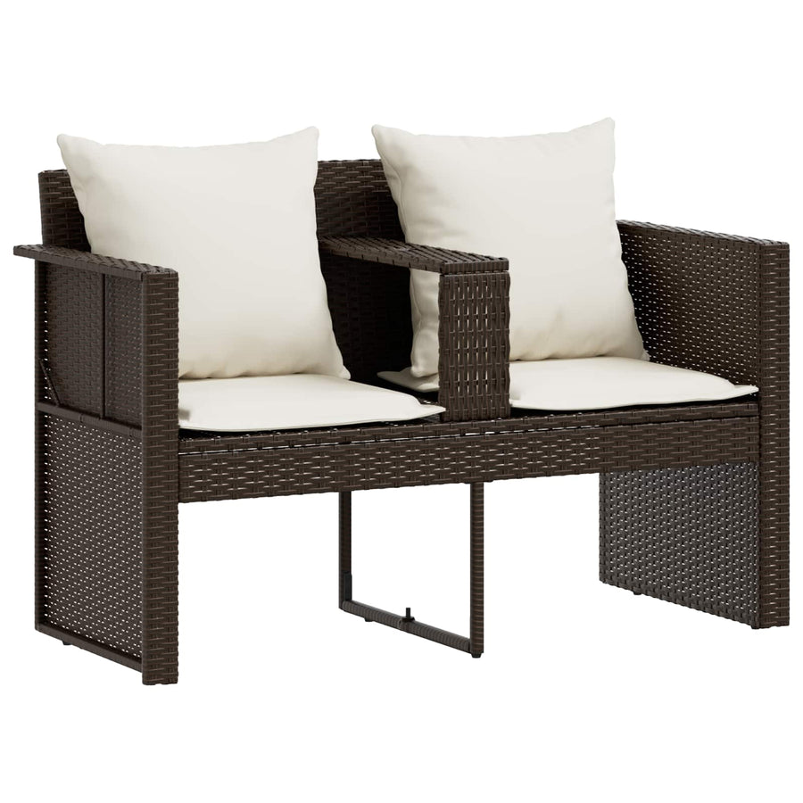 Garden Bed with Parasol Brown Poly Rattan