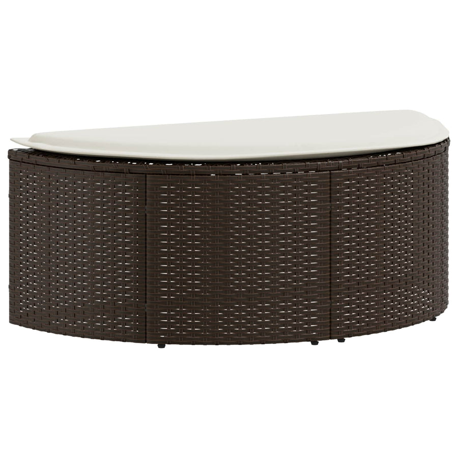 Garden Bed with Parasol Brown Poly Rattan