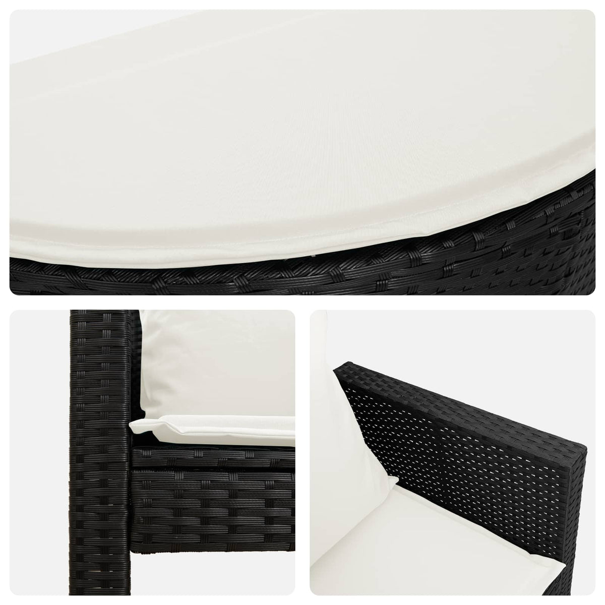 Garden Bed with Parasol Black Poly Rattan